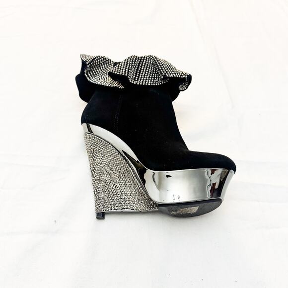 Lady Couture Venice Glitter Ruffle Hem Platform Round Toe Shoes Size 6 - Picture 4 of 6